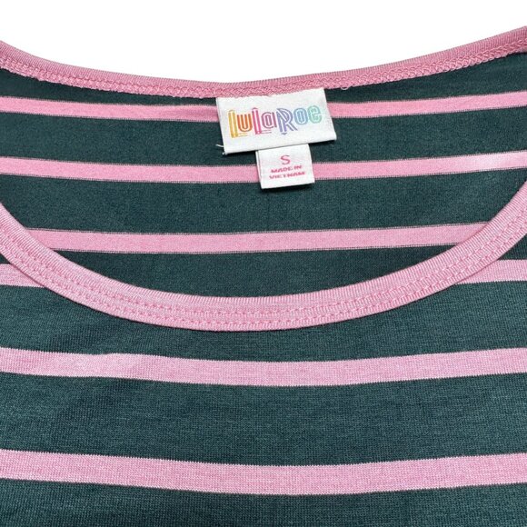 LuLaRoe Retired Julia Dress S Gray and Pink Striped SS Form Fitting NWT - Picture 3 of 9